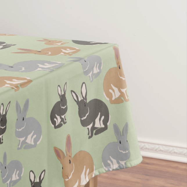 Cute Rabbit Pattern Neutral Colours Tablecloth (In Situ)