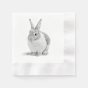 Cute Rabbit Pencil Drawing Napkin
