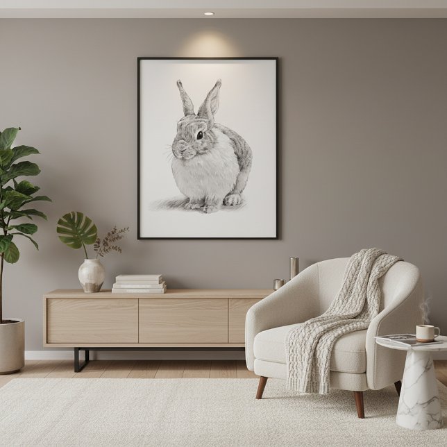 Cute Rabbit Pencil Drawing Poster (Creator Uploaded)