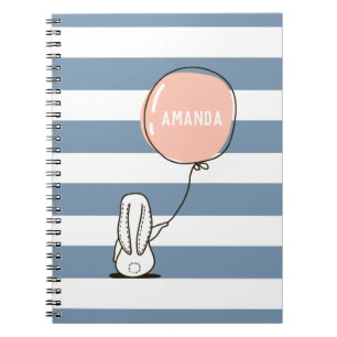 Cute rabbit. Pink and blue funny bunny animal Notebook