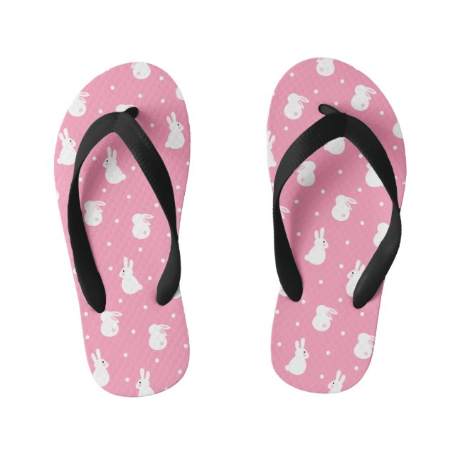 Cute Rabbit Polka Dot Pattern Kid's Thongs (Footbed)