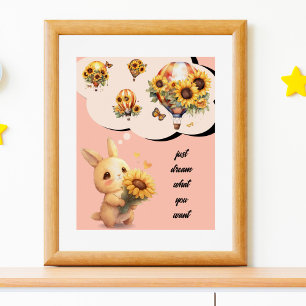 Cute Rabbit Poster   Just Dream What You Want