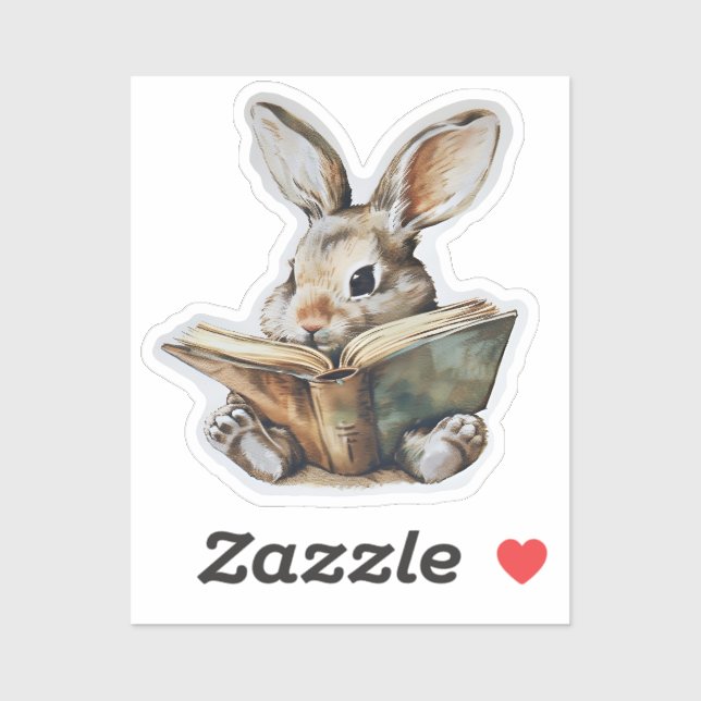 Cute rabbit reading book retro children (Sheet)