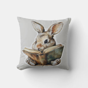 Cute rabbit reading book retro children cushion
