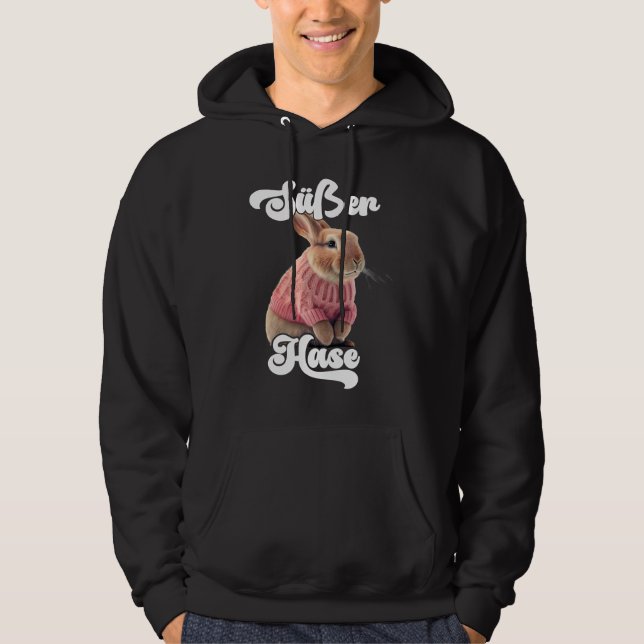 Cute Rabbit Retro Winter Ski Rabbit Hoodie (Front)