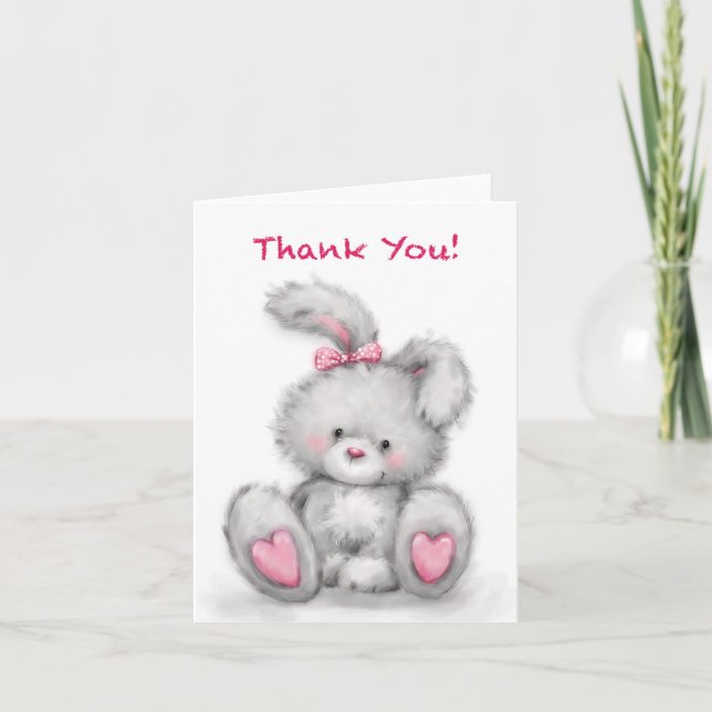 Cute Rabbit saying " Thank You ". Card (Front)