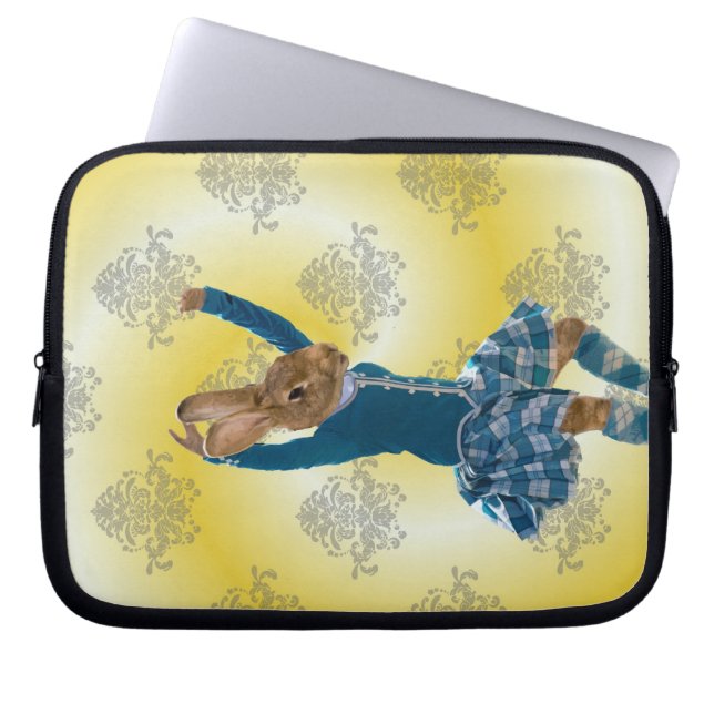 Cute rabbit Scottish highland dancer Laptop Sleeve (Front)