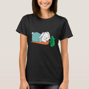 Cute Rabbit Sleeping On Carrot Cute Bunny T-Shirt