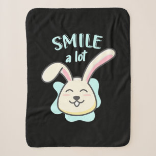 Cute Rabbit Smile A Lot Sherpa Blanket