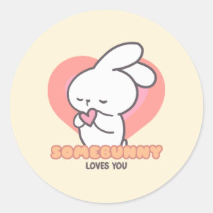 Cute Rabbit: Some Bunny Loves You Classic Round Sticker