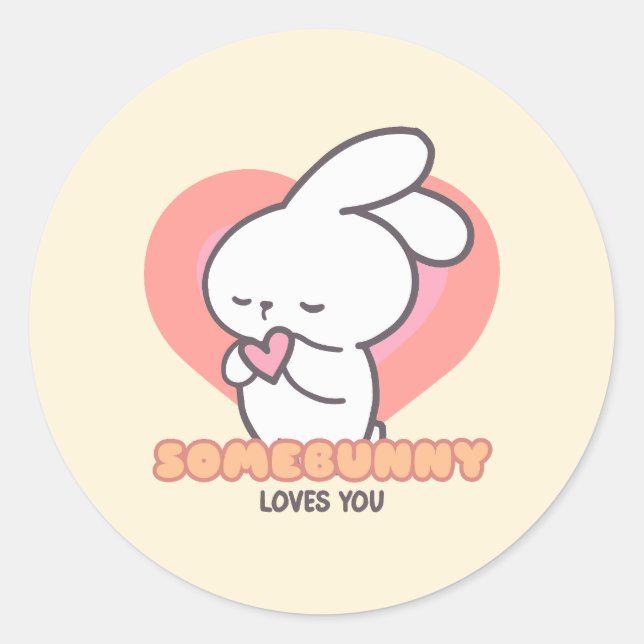 Cute Rabbit: Some Bunny Loves You Classic Round Sticker (Front)