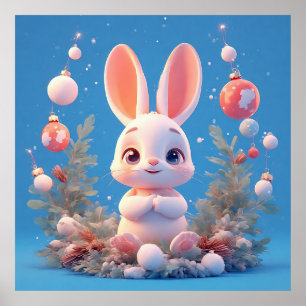 Cute Rabbit Surrounded by Decorations