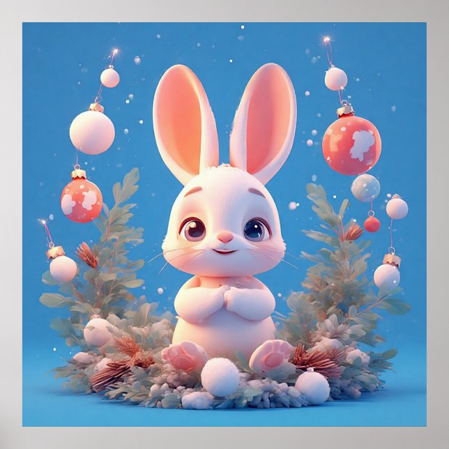 Cute Rabbit Surrounded by Decorations (Front)