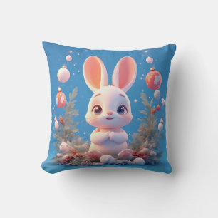 Cute Rabbit Surrounded by Decorations Cushion