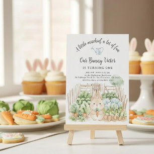 Cute Rabbit Veggie Garden Party First Birthday Invitation