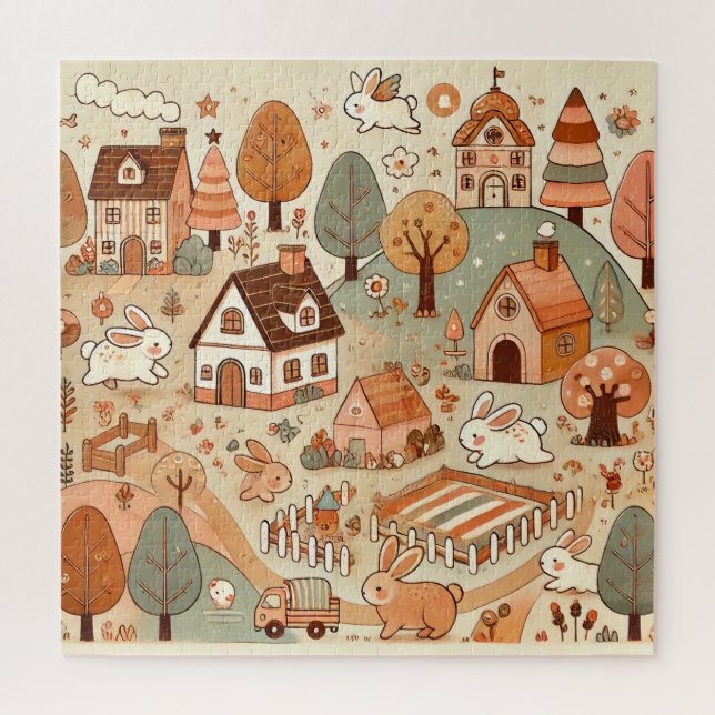 cute rabbit village puzzle. jigsaw puzzle (Vertical)