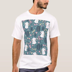 Cute rabbit: vintage seamless print. T-Shirt