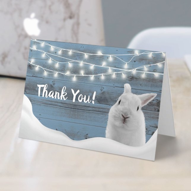 Cute Rabbit Winter Bunny Dusty Blue Thank You (Creator Uploaded)