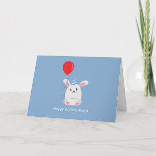 Cute Rabbit with Balloon Birthday Thank You Card