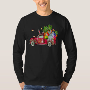 Cute Rabbit With Bunny Ears Egg Hunting Truck Happ T-Shirt
