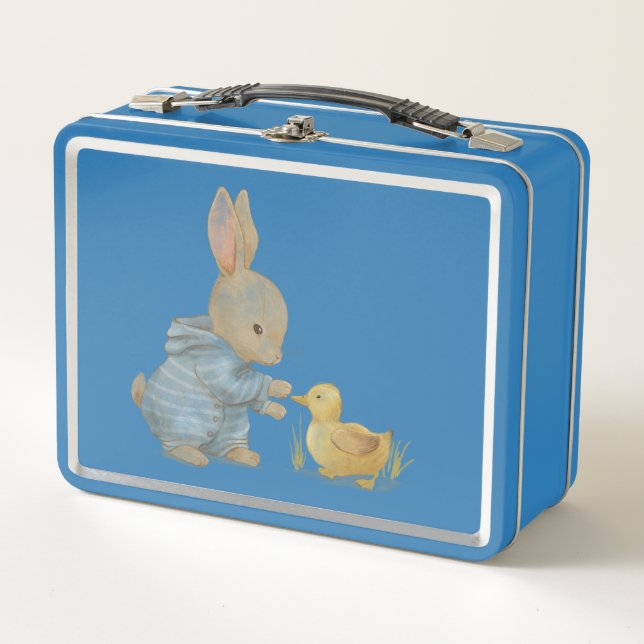 cute rabbit with duck metal lunch box (Front)