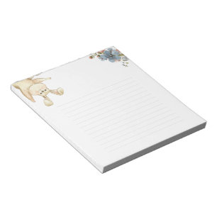 Cute Rabbit With Floral Botanical Flowers Notebook Notepad