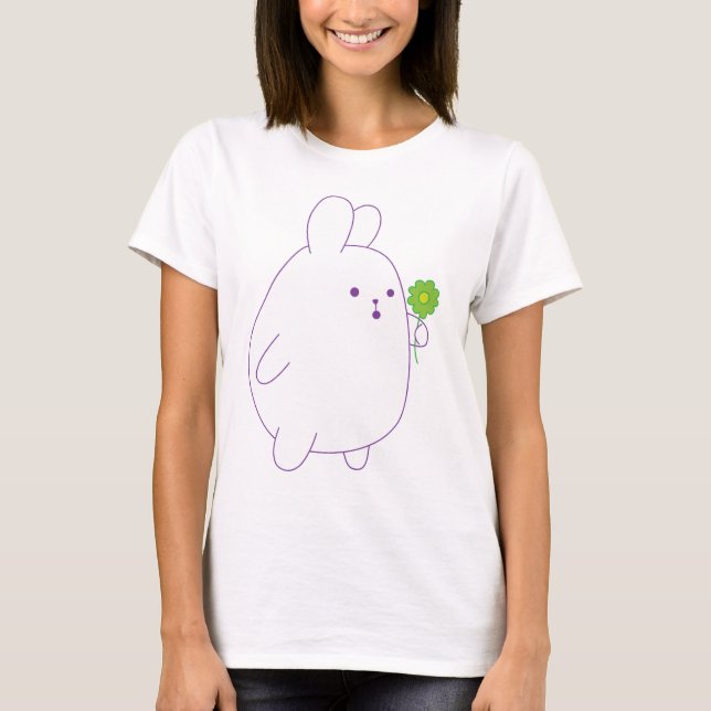 cute rabbit with flower T-Shirt (Front)