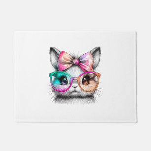 Cute Rabbit with Glasses Tie-Dye Easter Day Bunny Doormat