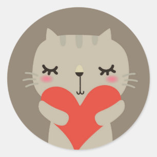Cute rabbit with love classic round sticker
