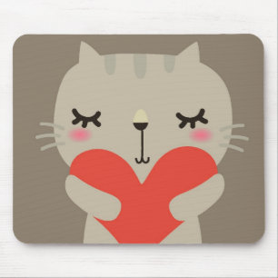Cute rabbit with love mouse pad