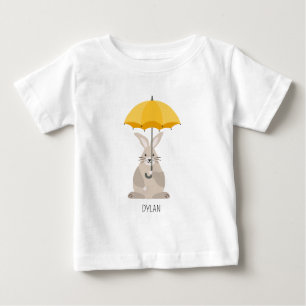Cute rabbit with umbrella custom name  baby T-Shirt