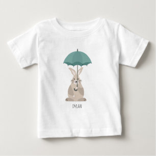 Cute rabbit with umbrella custom name baby T-Shirt