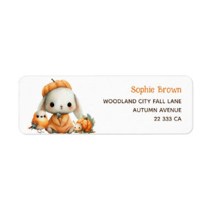 Cute Rabbit Woodland Animals Fall Return Address  Return Address Label
