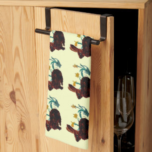 Cute Rabbits Daffodils Tea Towel