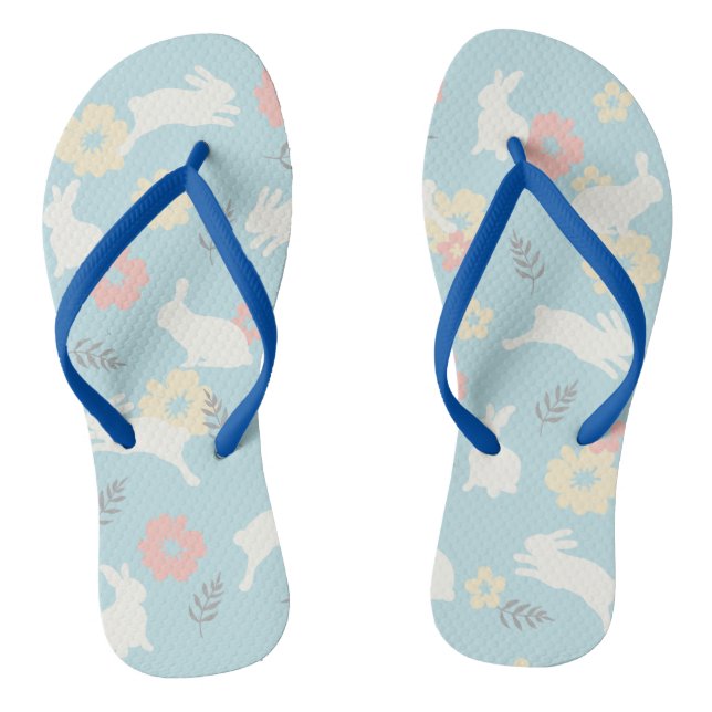 Cute Rabbits Flowers Pattern Thongs (Footbed)