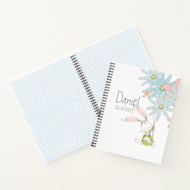 Cute rabbits with flowers notebook (Inside)