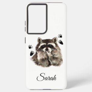 Cute Raccoon Blowing KKisses Footprints Animal Art Samsung Galaxy Case