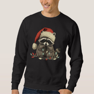 cute raccoon Chew Christmas Light Xmas Holiday Sweatshirt