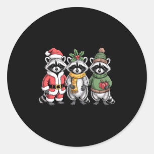 Cute Raccoon Christmas Funny Holiday Santa Claus A Classic Round Sticker