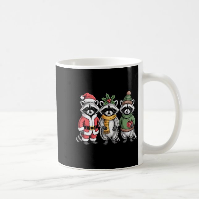 Cute Raccoon Christmas Funny Holiday Santa Claus A Coffee Mug (Right)