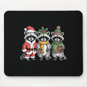 Cute Raccoon Christmas Funny Holiday Santa Claus A Mouse Pad