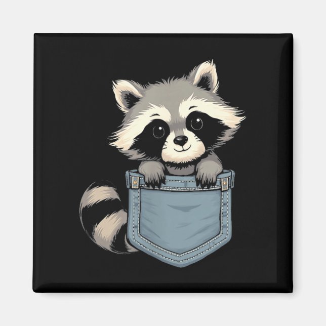 Cute Raccoon Cket Funny For Mens Womens Kids Racco Magnet (Front)