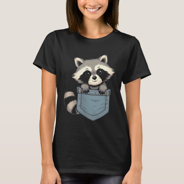 Cute Raccoon Cket Funny For Mens Womens Kids Racco T-Shirt (Front)