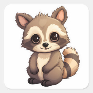 Cute Raccoon Gifts Trash Panda Funny Animal Kawaii Square Sticker