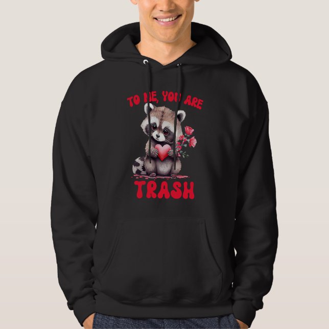 Cute Raccoon I love Raccoon Groovy Valentine Racco Hoodie (Front)