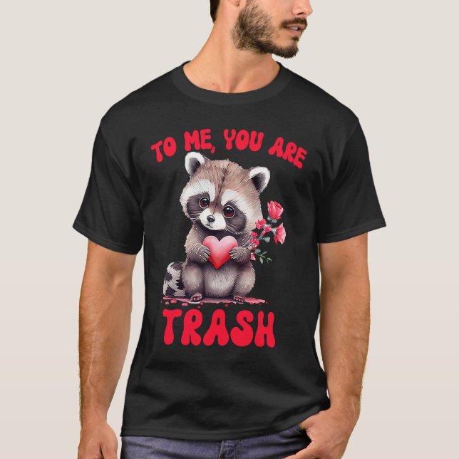 Cute Raccoon I love Raccoon Groovy Valentine Racco T-Shirt (Front)