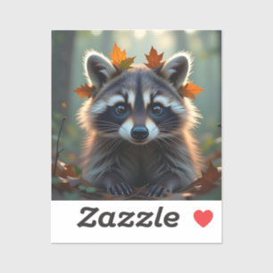 Cute Raccoon in Fall Leaves