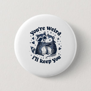 Cute Raccoon Opossum Hugging Quirky Couple Friends 6 Cm Round Badge