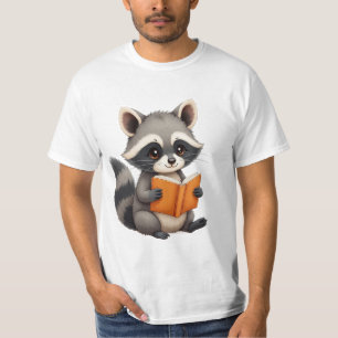 Cute Raccoon Reading Book Shirt Cozy Animal Lover 