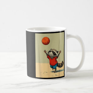 Cute raccoon sports funny basketball cartoon desig coffee mug